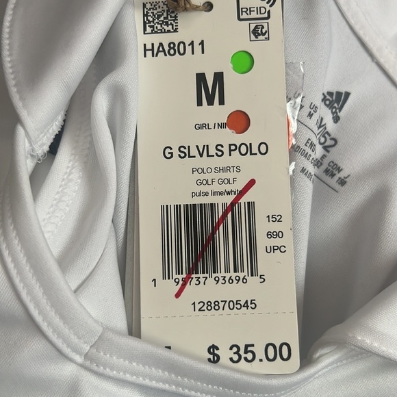 Adidas Girls Sleeveless Golf Polo Pulse Lime White Size Medium NWT - Picture 4 of 4